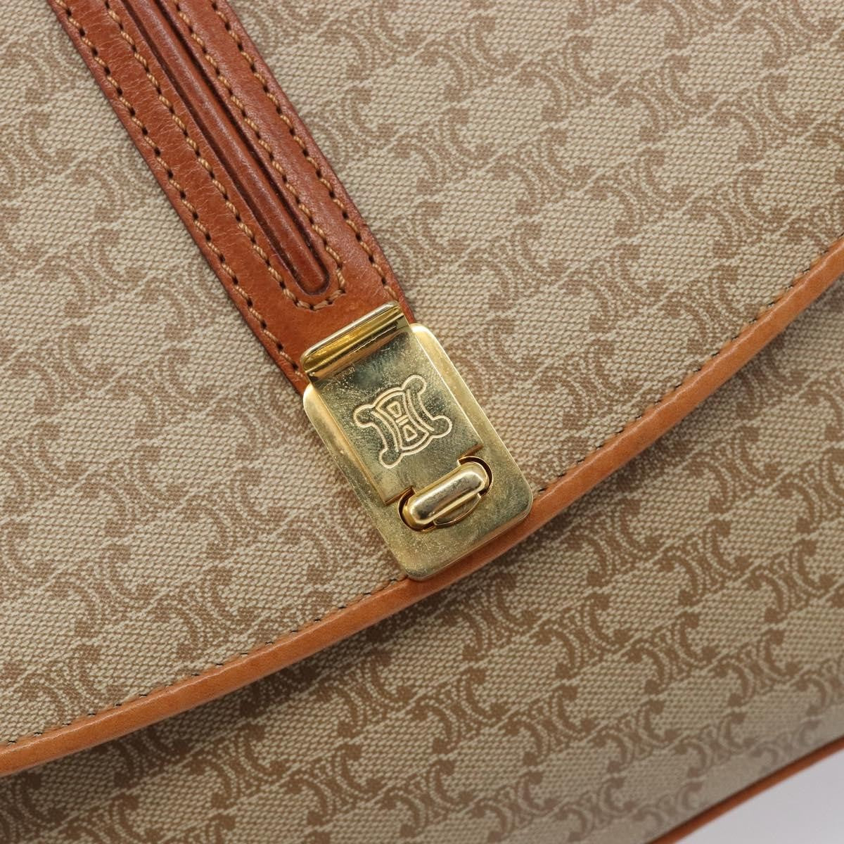 Celine Vintage Macadam Canvas And Leather Beige Canvas Shoulder Bag Bag (Pre-Owned)