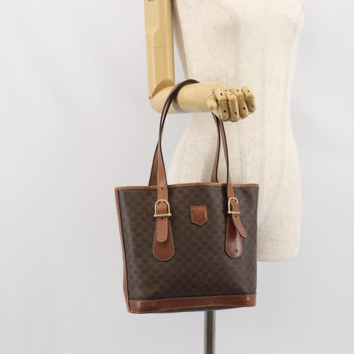 Celine Vintage Macadam Canvas Brown Canvas Shoulder Bag Bag (Pre-Owned)