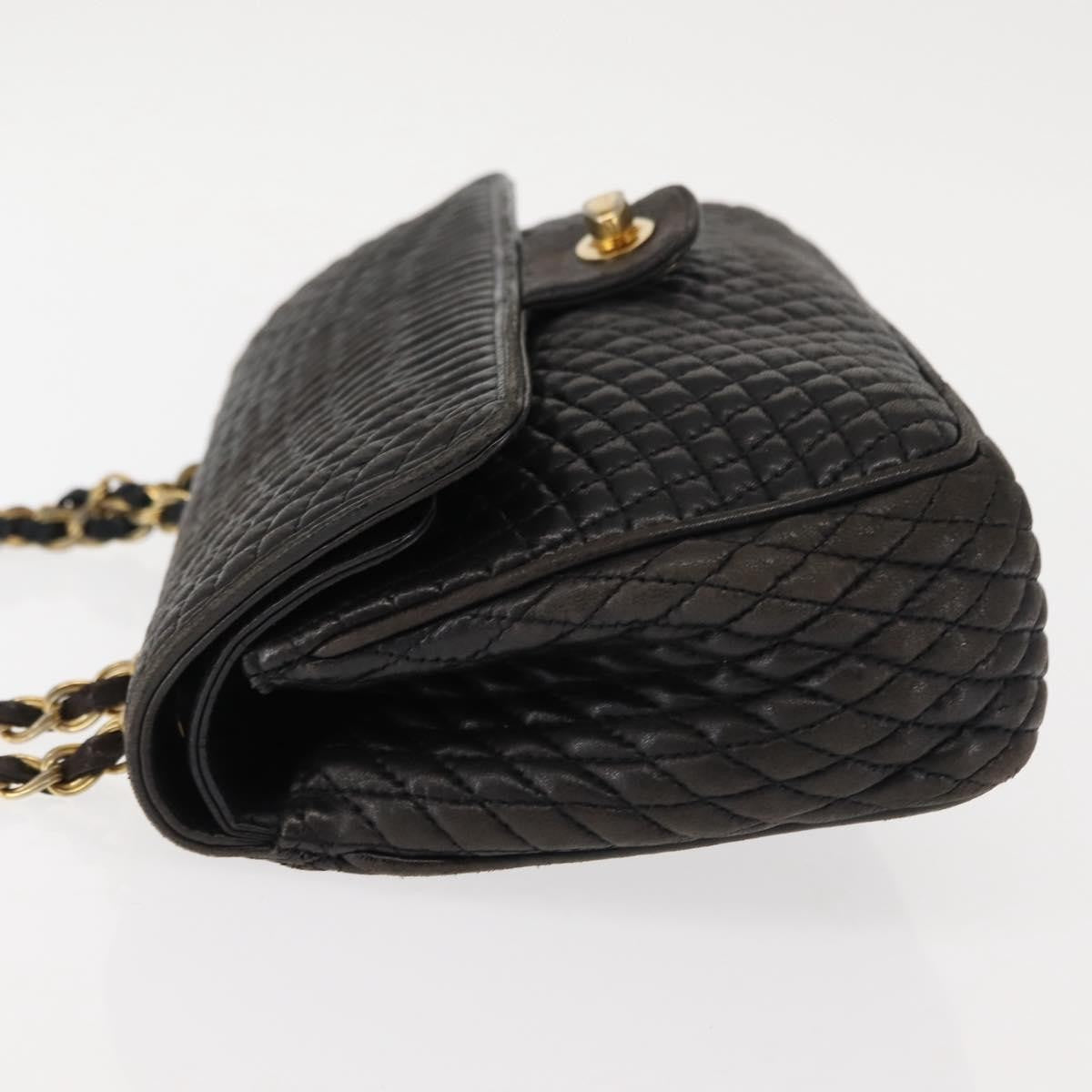 Bally Vintage Chain Quilted Leather Black Leather Shoulder Bag Bag (Pre-Owned)
