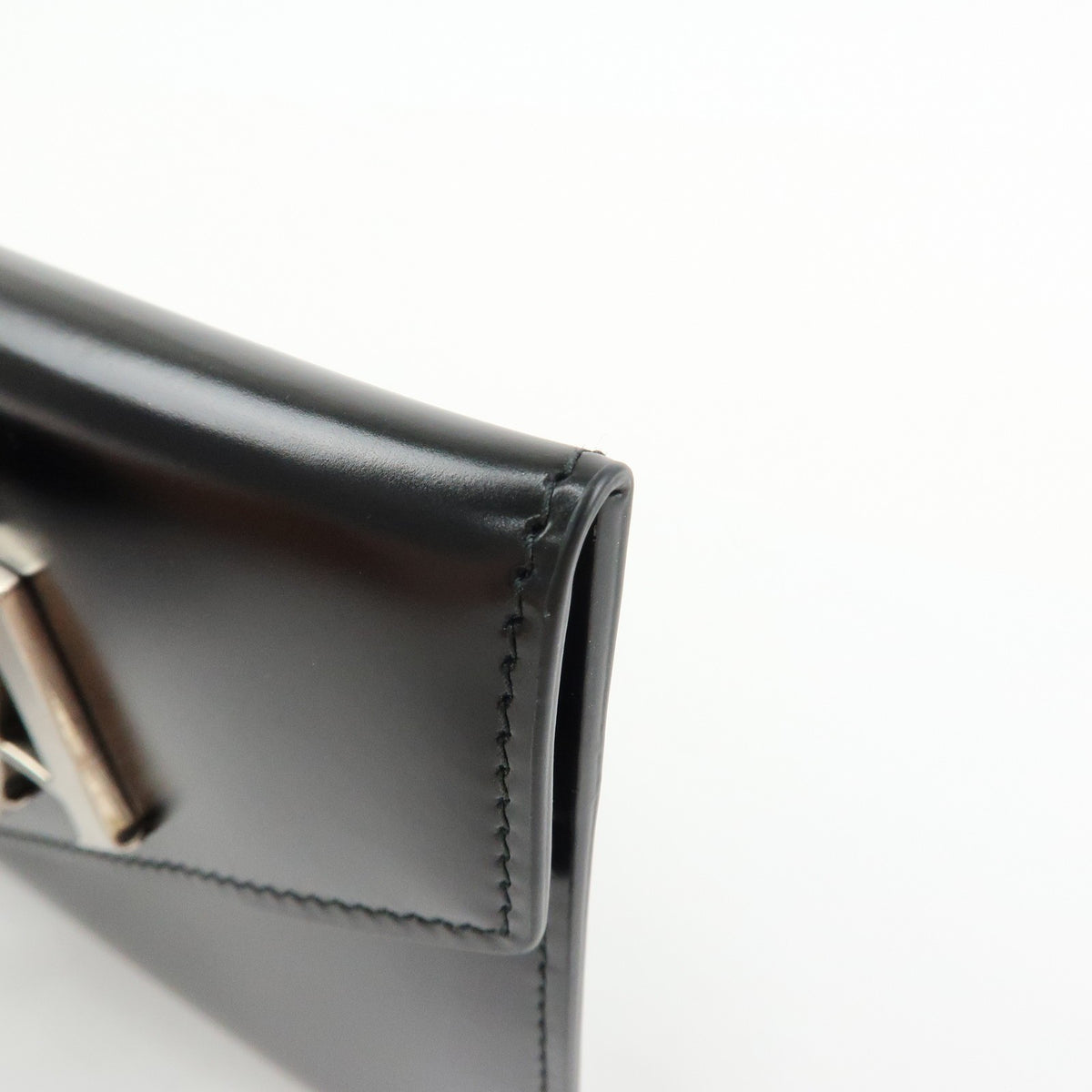 Prada Envelope Logo Clutch Spazzolato Leather Black Leather Clutche & Pouche Bag (Pre-Owned)