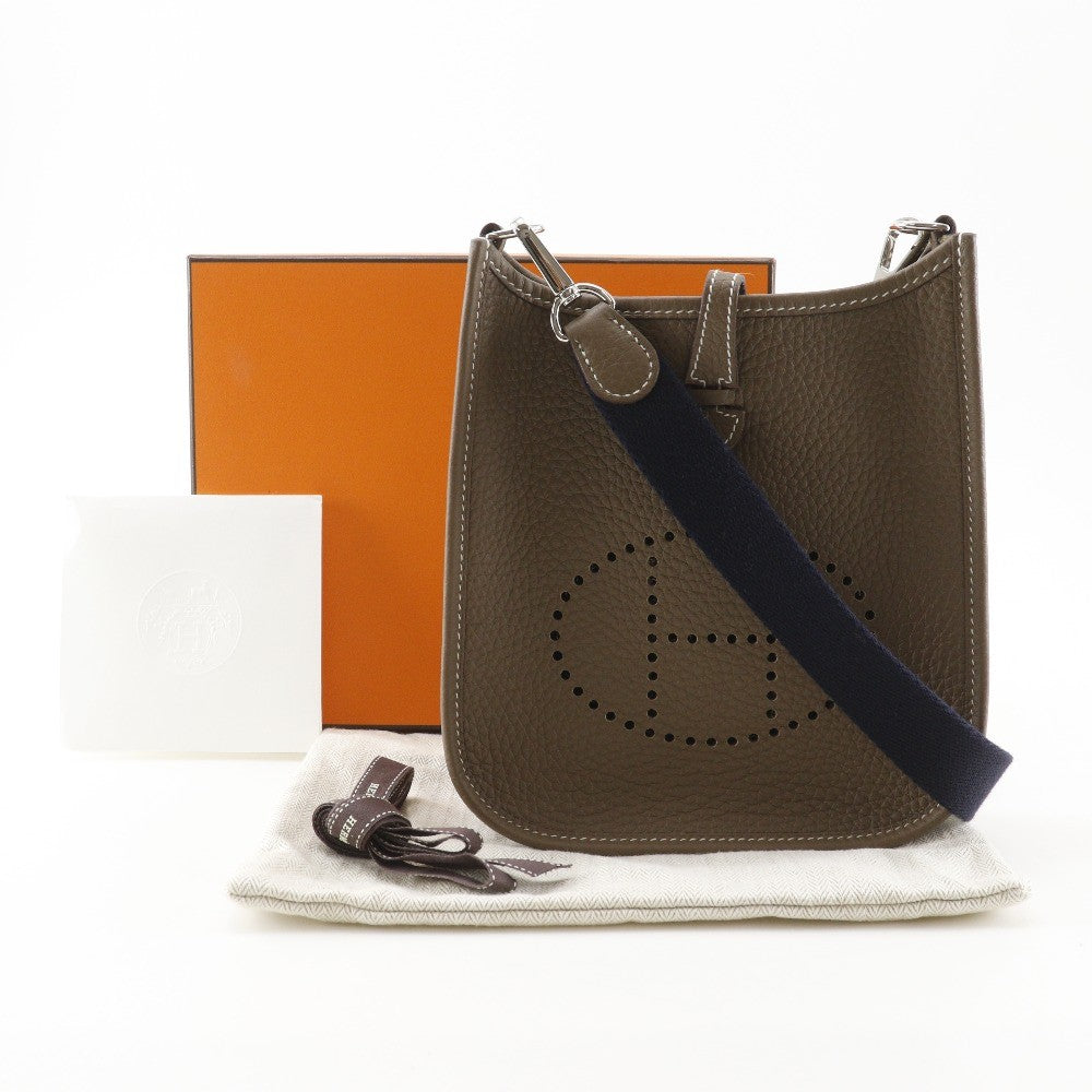 Hermes Evelyne Bag Gen Iii Clemence Brown Leather Shoulder Bag Bag (Pre-Owned)