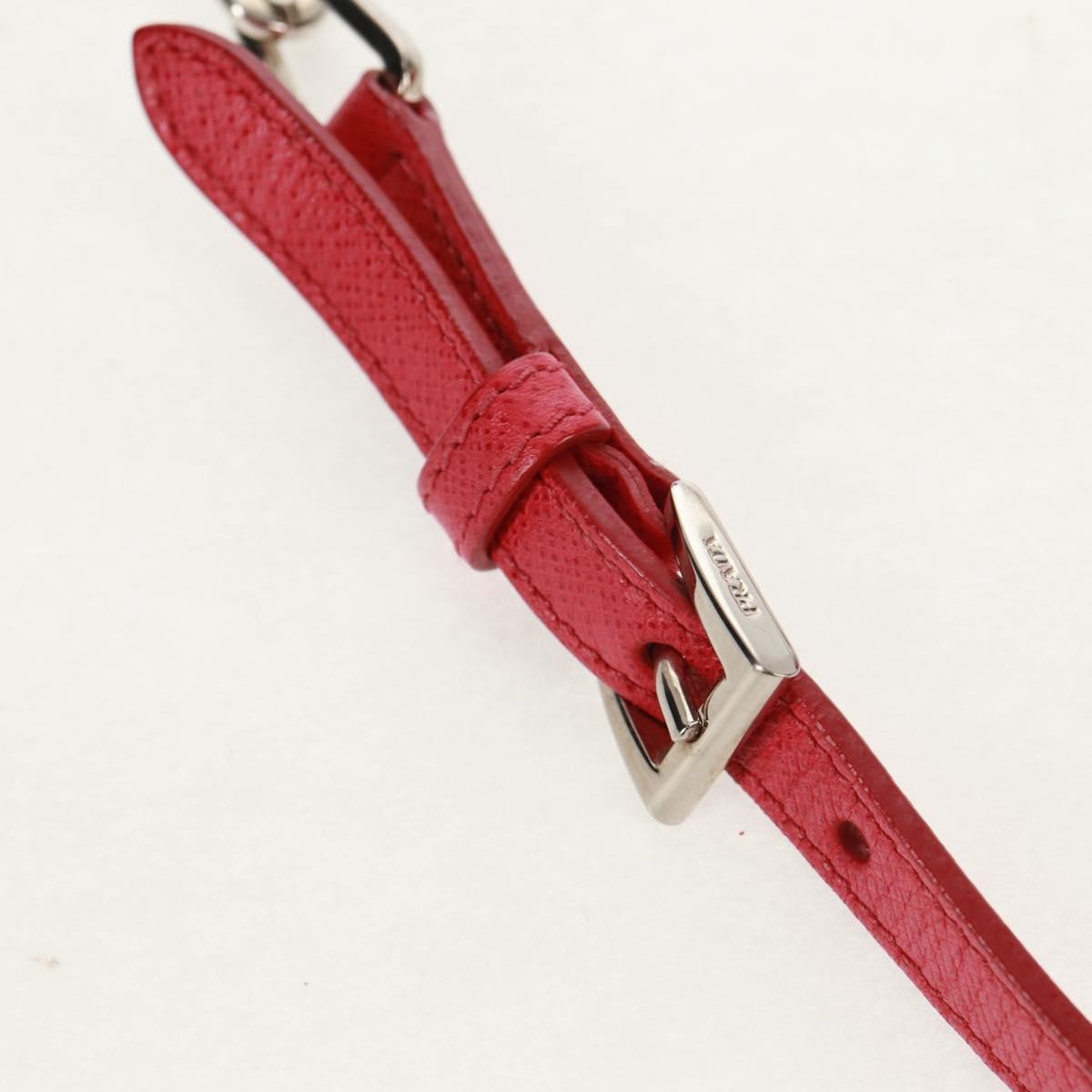 Prada Sound Chain Saffiano Leather Red Leather Shoulder Bag Bag (Pre-Owned)