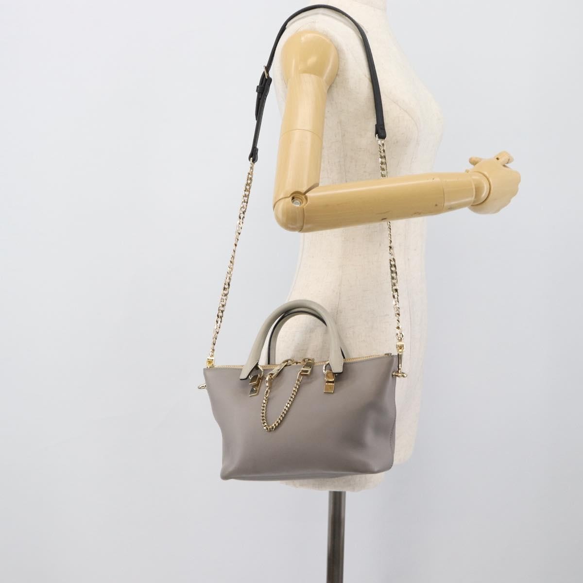 Chloe Bicolor Baylee Satchel Leather Gray Leather Handbag (Pre-Owned)
