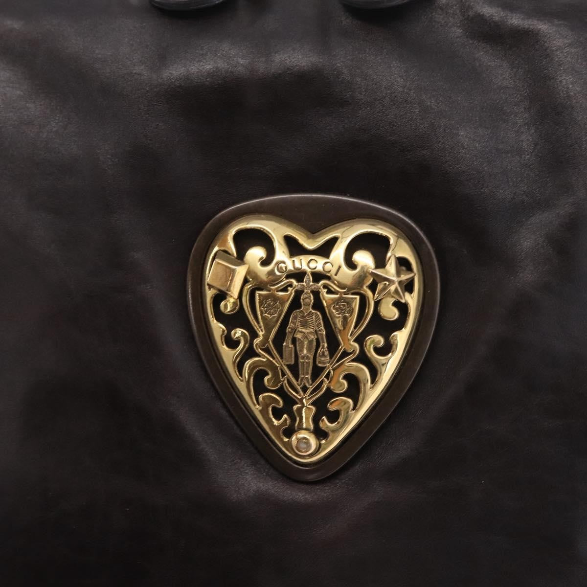 Gucci Babouska Heart Dome Satchel Leather Black Leather Handbag (Pre-Owned)