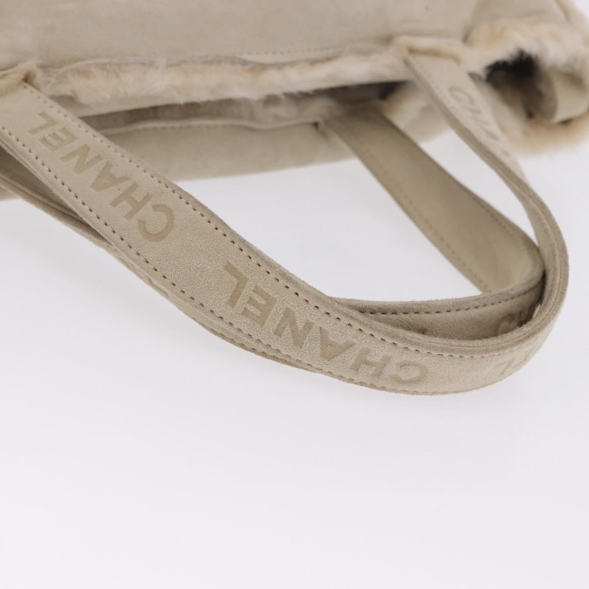 Chanel Vintage East West Tote Shearling And Suede Beige Leather Tote Bag Bag (Pre-Owned)