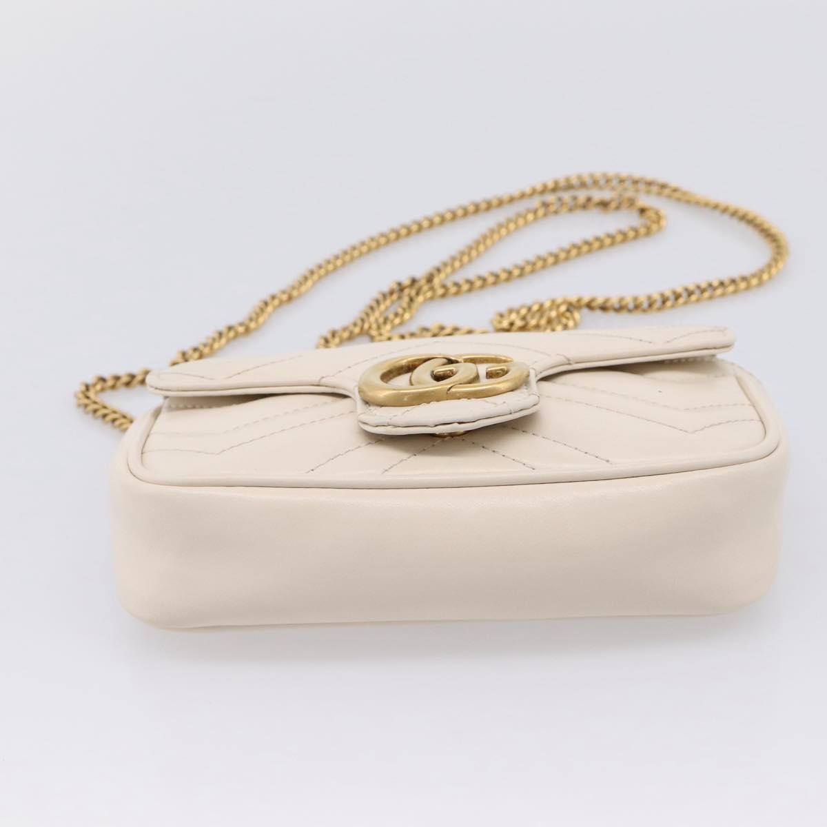 Gucci Gg Marmont Flap Chain Gg Coated Canvas And Leather Beige Leather Shoulder Bag Bag (Pre-Owned)