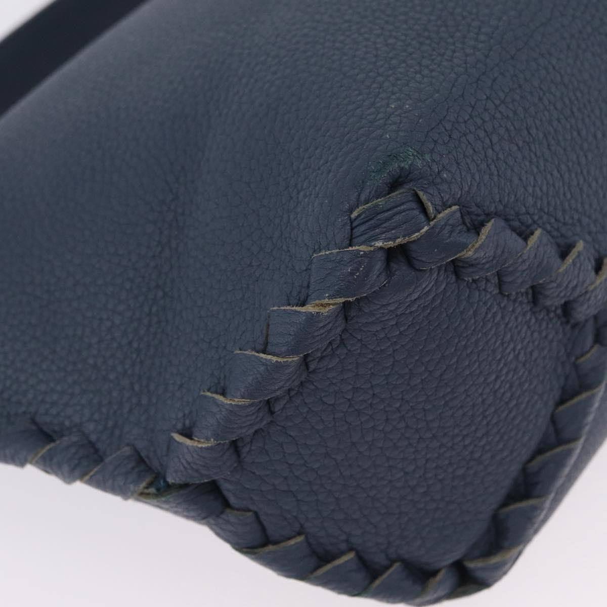 Bottega Veneta Zip Hobo Cervo With Intrecciato Detail Blue Leather Shoulder Bag Bag (Pre-Owned)