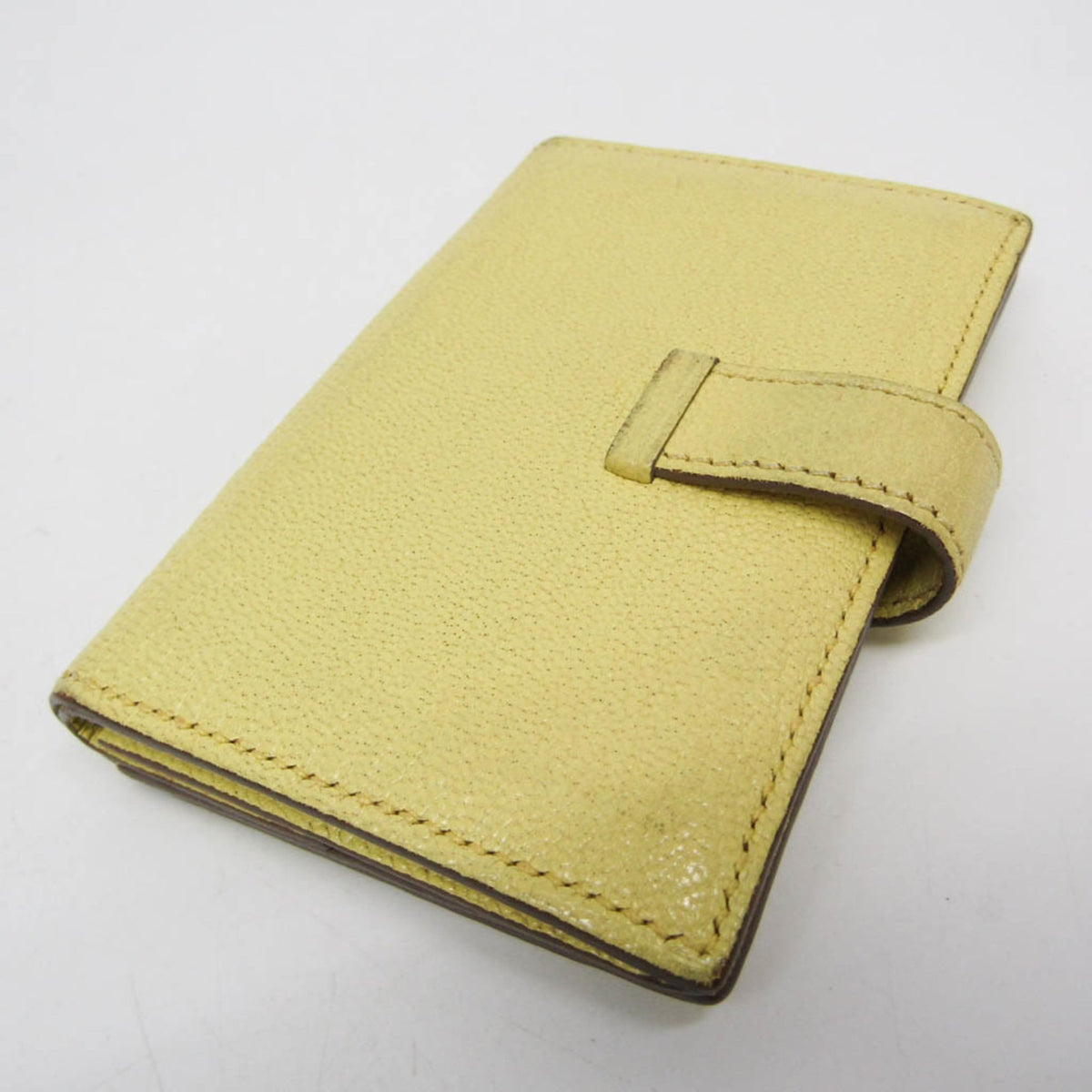 Hermes Bearn Chevre Mysore Yellow Leather Wallets Accessory (Pre-Owned)