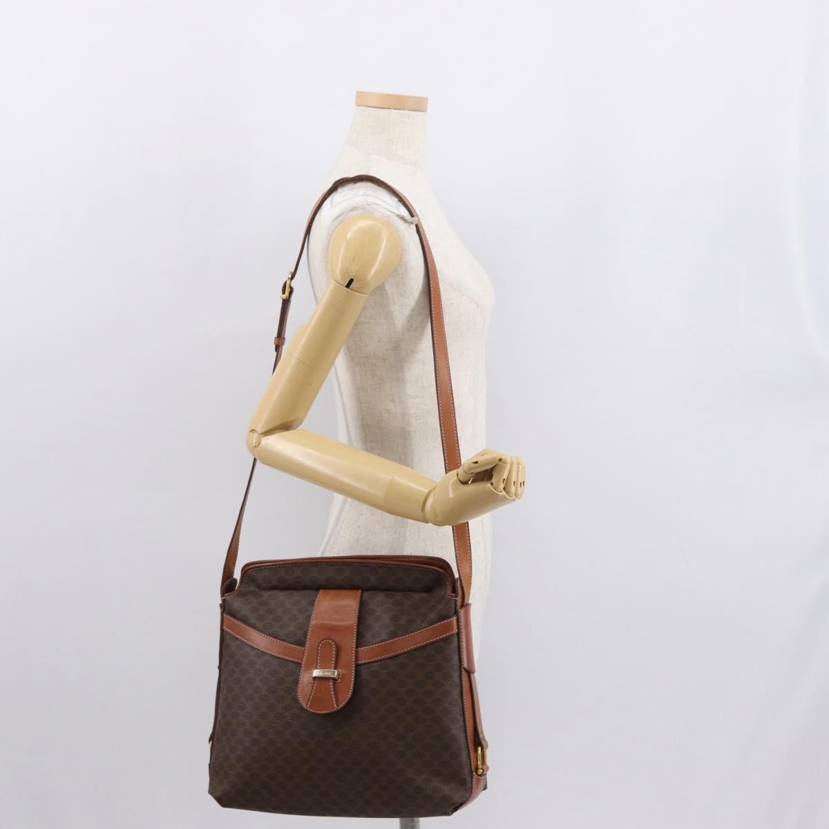 Celine Vintage Macadam Canvas And Leather Brown Canvas Shoulder Bag Bag (Pre-Owned)