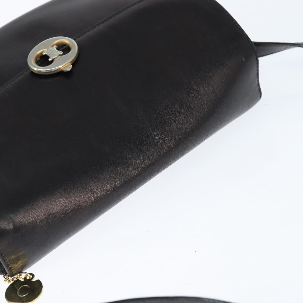 Celine Shoulder Leather Black Leather Shoulder Bag Bag (Pre-Owned)