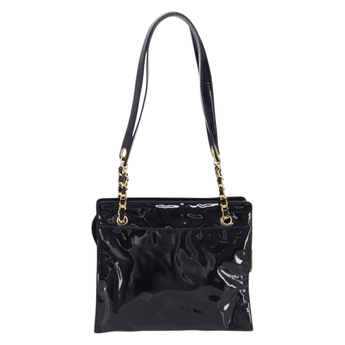 Chanel Coco Mark Patent Leather Black Patent_Leather Shoulder Bag Bag (Pre-Owned)
