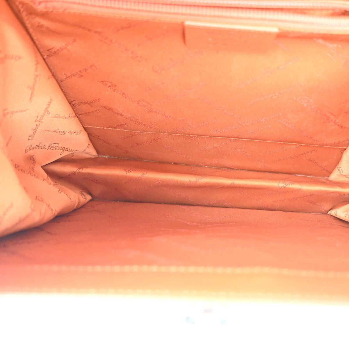 Salvatore Ferragamo Double Gancini Top Handle Saffiano Leather Brown Leather Handbag (Pre-Owned)