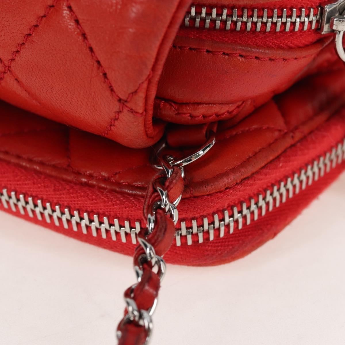 Chanel Wallet On Chain Flap Quilted Calfskin Red Leather Handbag (Pre-Owned)