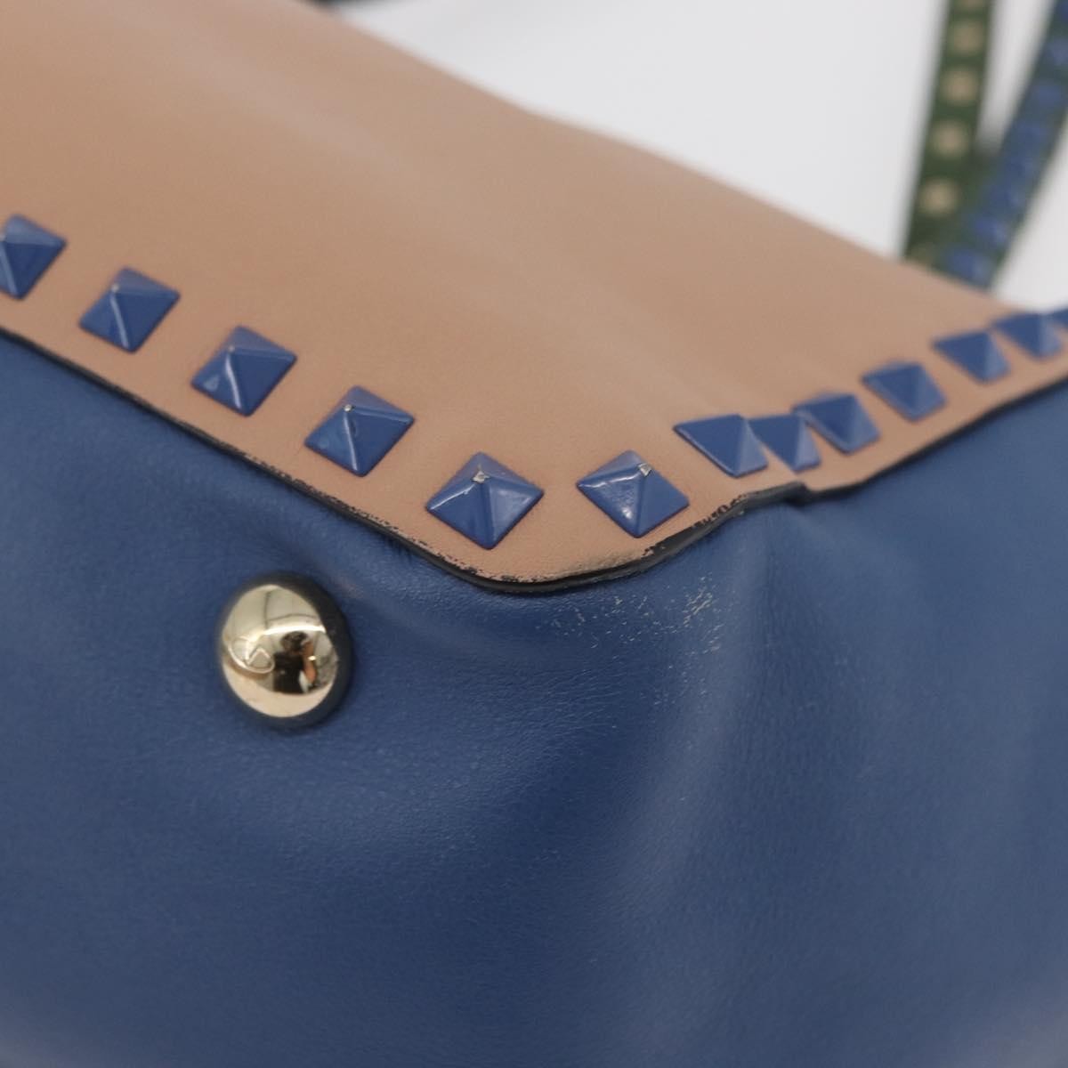 Valentino Garavani Rockstud Frame Handle Calf Hair Multicolour Leather Handbag (Pre-Owned)