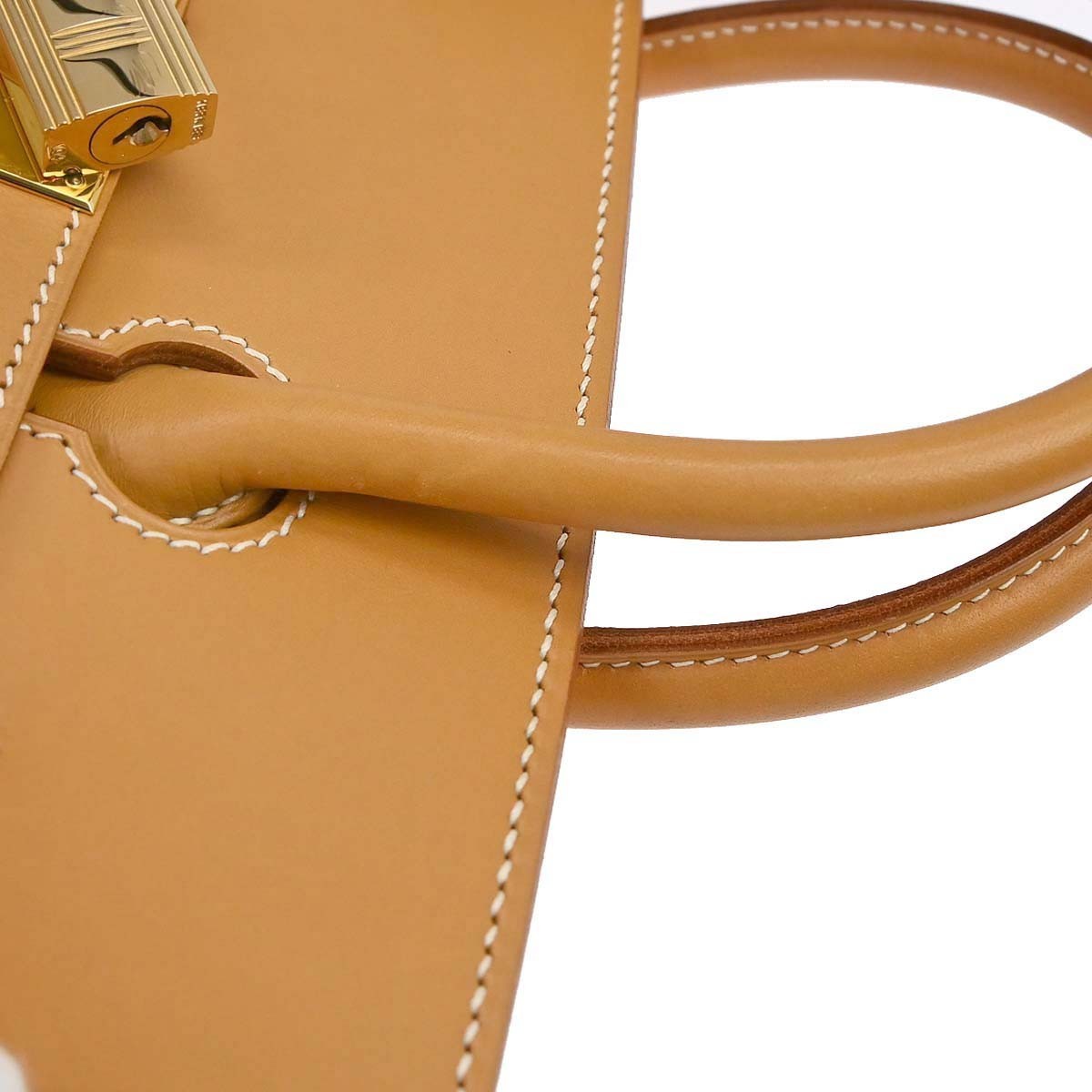 Hermes Hac Birkin Brown Vache Natural With Gold Hardware Neutral Leather Handbag (Pre-Owned)