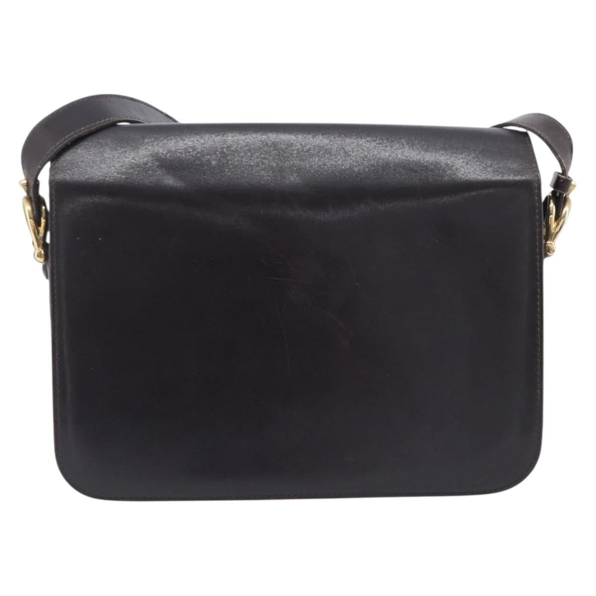 Celine Horse Carriage Leather Black Leather Shoulder Bag Bag (Pre-Owned)