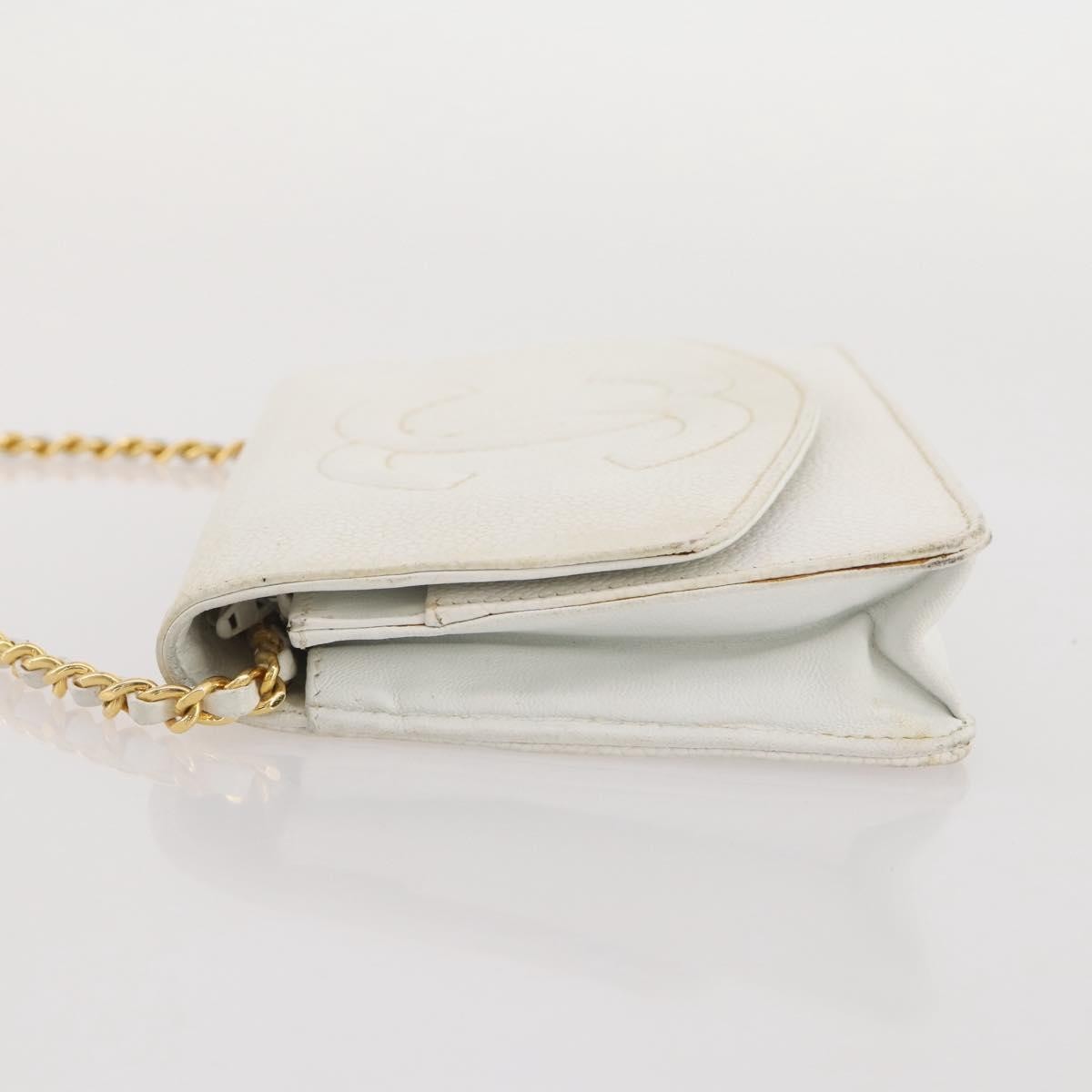 Chanel Vintage Timeless Wallet On Chain Caviar White Leather Crossbody Bag Bag (Pre-Owned)