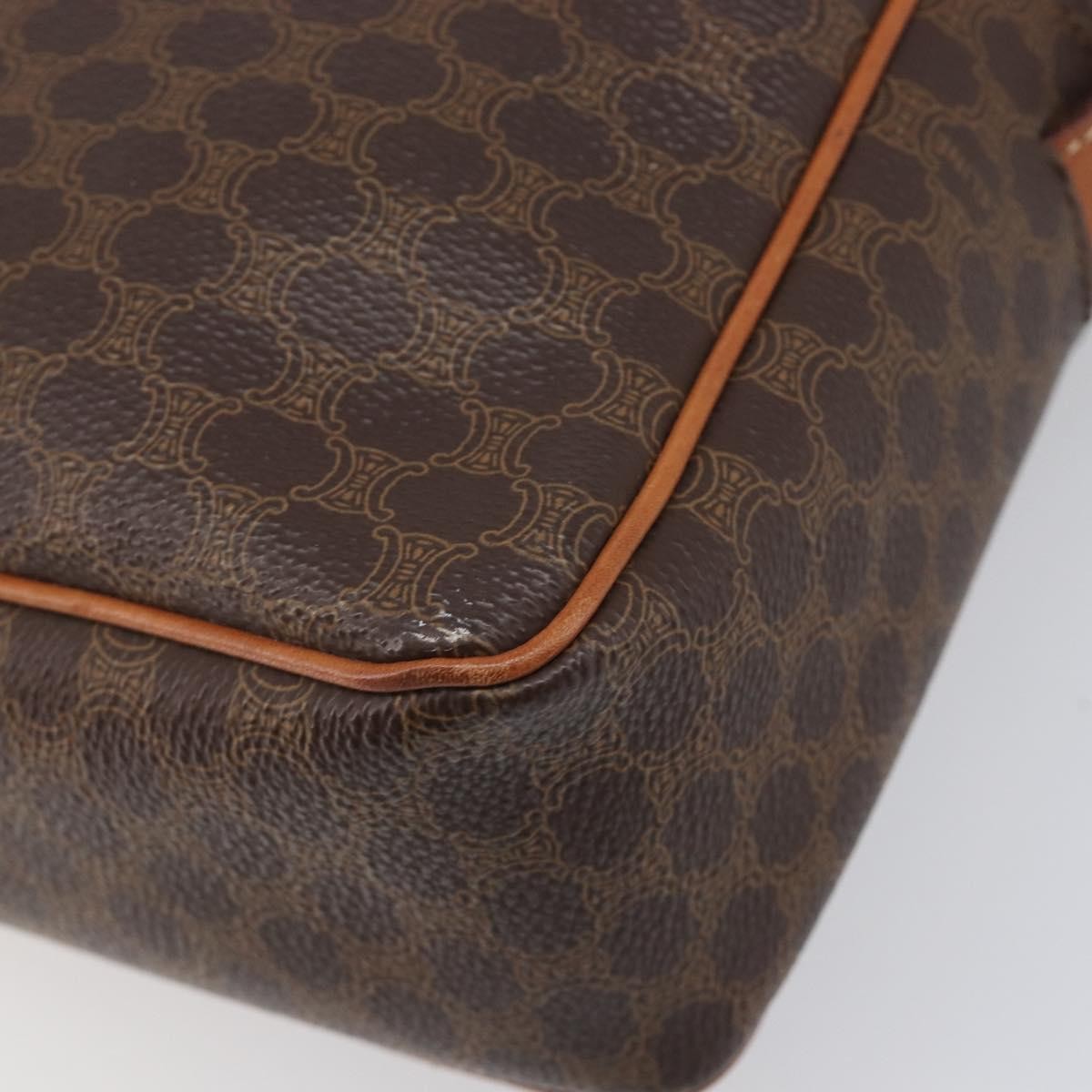 Celine Vintage Macadam Circle Logo Canvas And Leather Brown Pvc Shoulder Bag Bag (Pre-Owned)