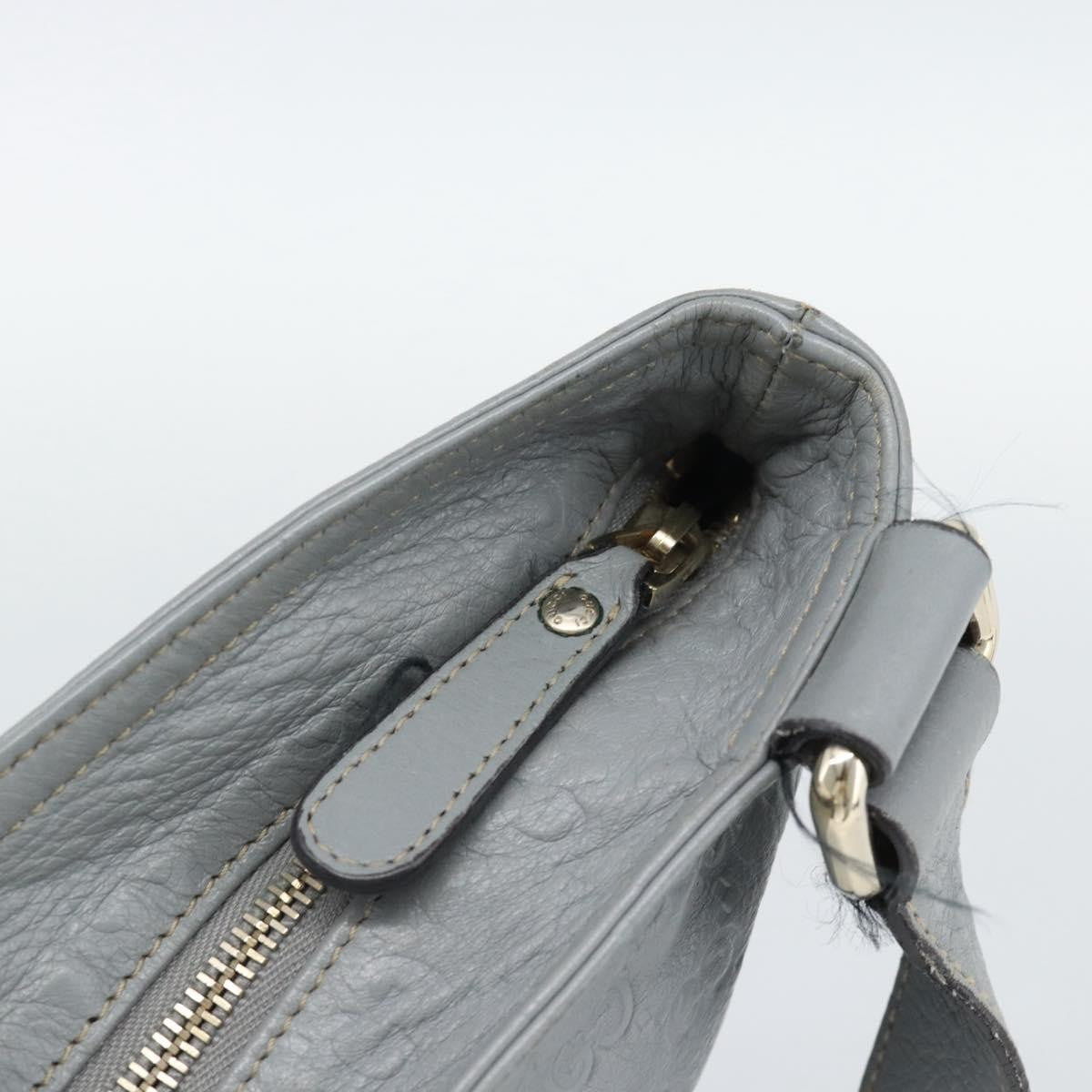 Gucci Zip Top Messenger Guccissima Leather Gray Canvas Shoulder Bag Bag (Pre-Owned)