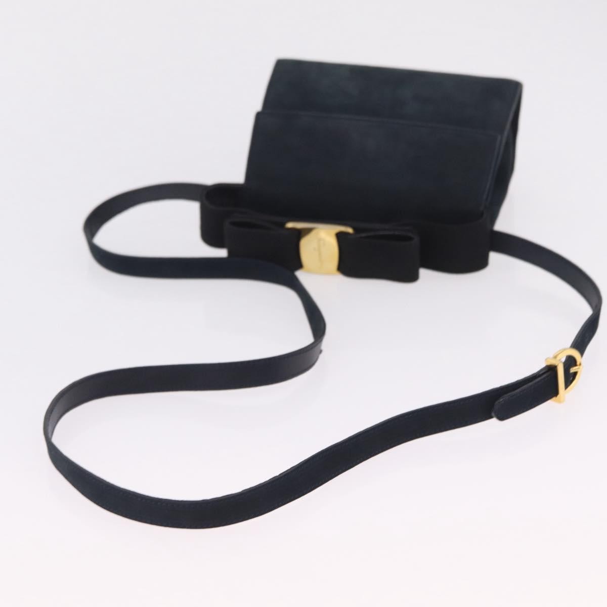 Salvatore Ferragamo Vala Suede Navy Suede Shoulder Bag Bag (Pre-Owned)