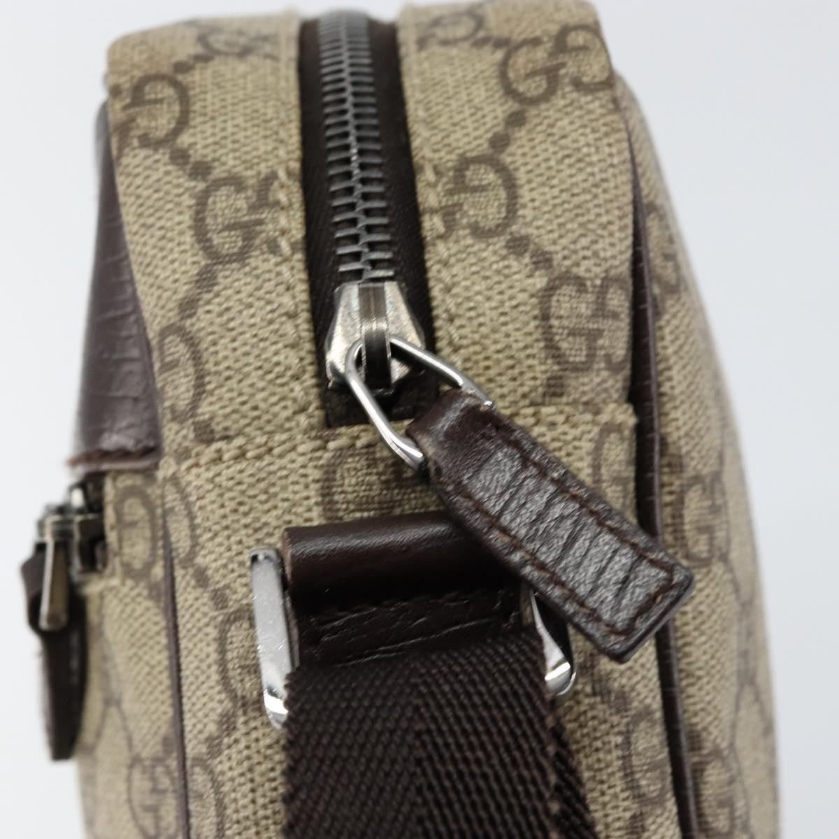 Gucci Front Zip Gg Coated Canvas With Leather Beige Canvas Crossbody Bag Bag (Pre-Owned)