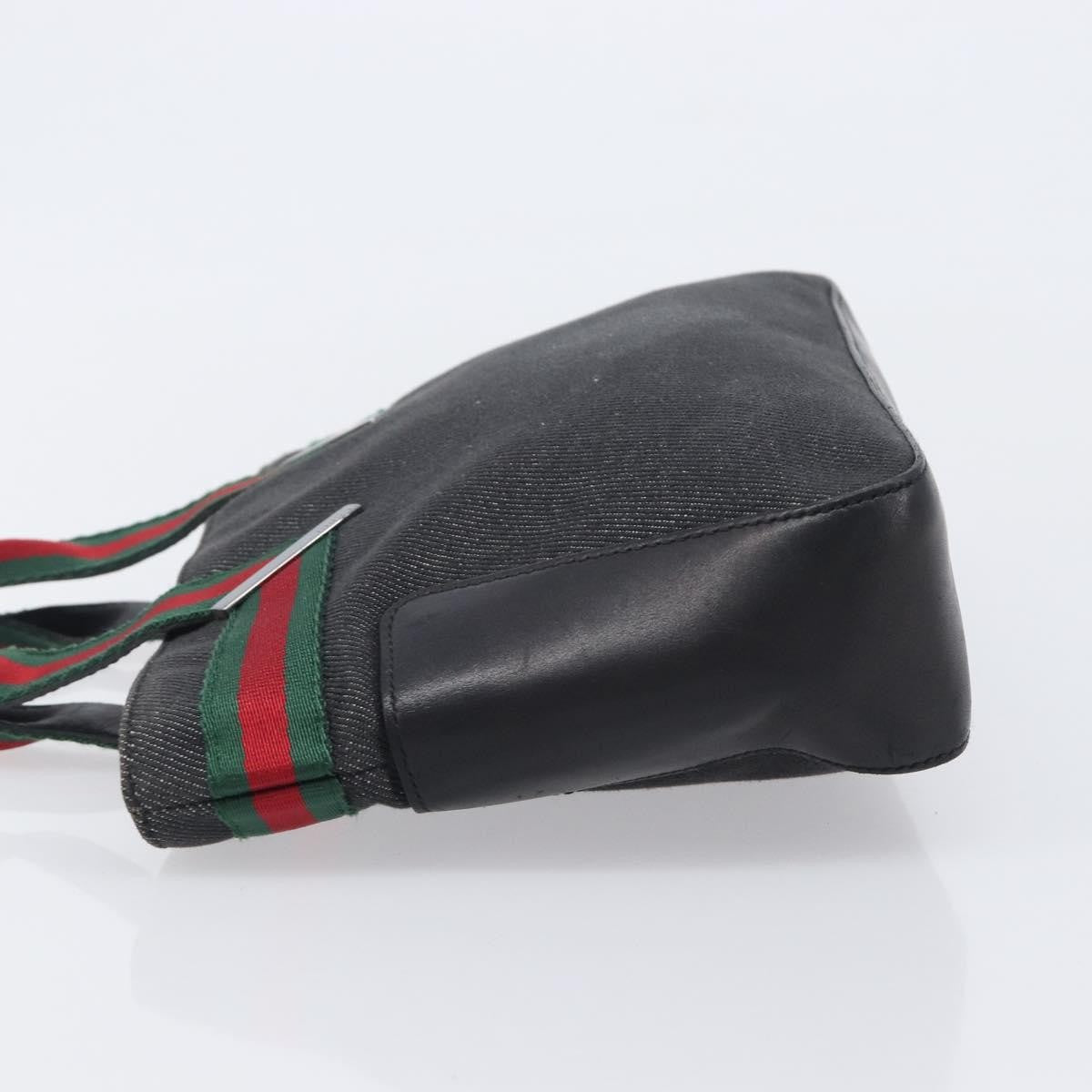 Gucci Sherry Line Tote Canvas Black Canvas Tote Bag Bag (Pre-Owned)