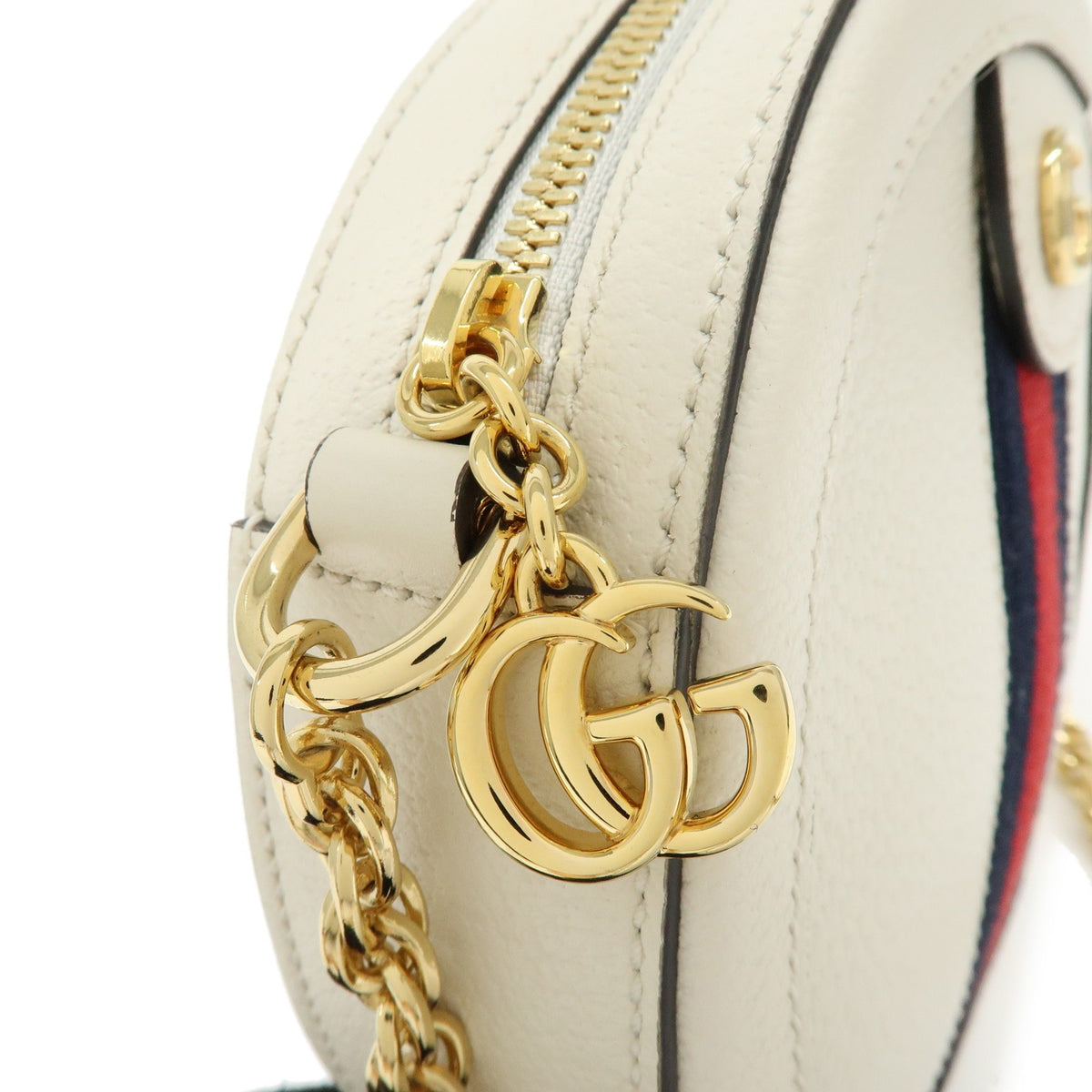 Gucci Ophidia Round Leather White Leather Shoulder Bag Bag (Pre-Owned)