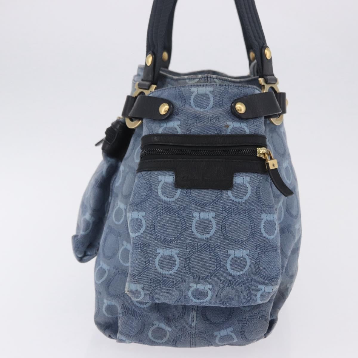 Salvatore Ferragamo Gancini Canvas Navy Canvas Crossbody Bag Bag (Pre-Owned)