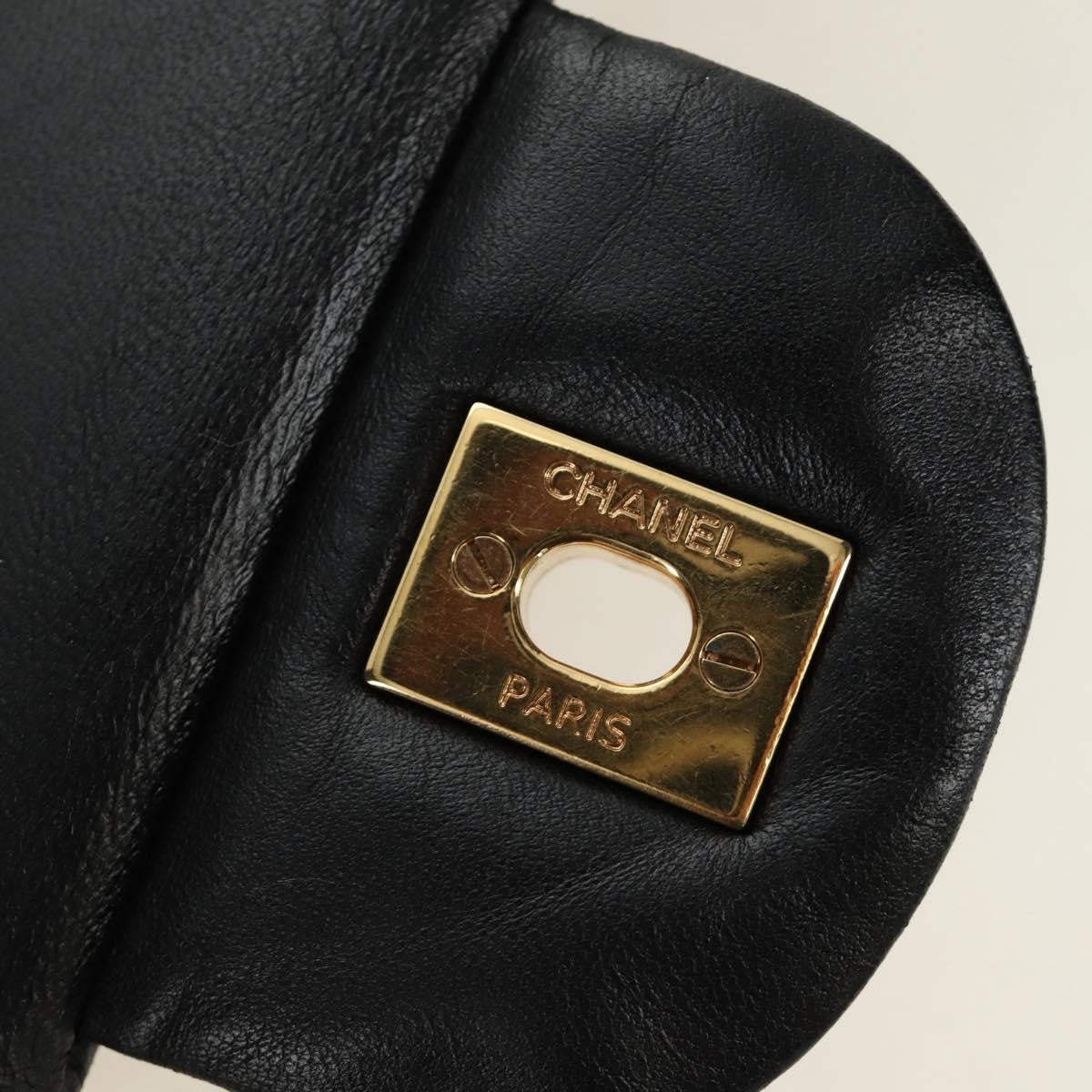 Chanel Timeless - Classic Double Flap Leather Black Leather Handbag (Pre-Owned)