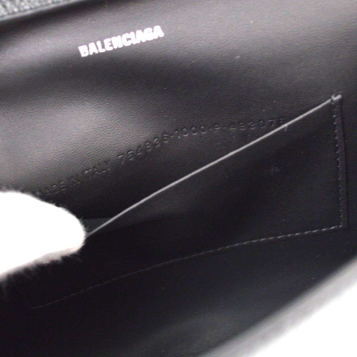 Balenciaga Logo Wallet With Strap Embossed Leather Black Leather Crossbody Bag Bag (Pre-Owned)