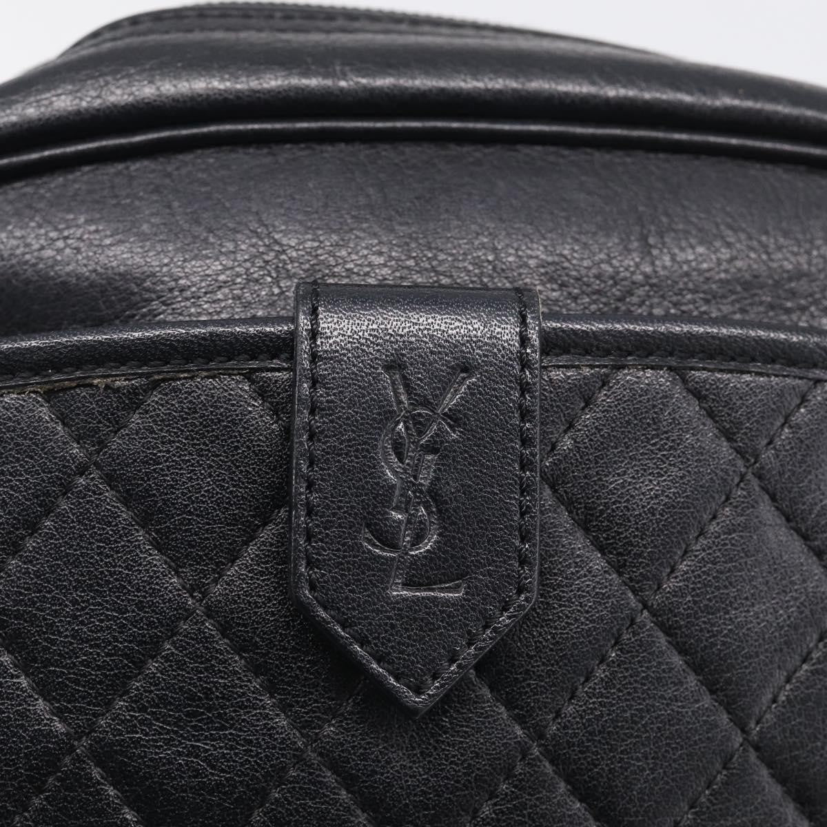 Saint Laurent Vintage Shoulder Bag Leather Black Leather Shoulder Bag Bag (Pre-Owned)