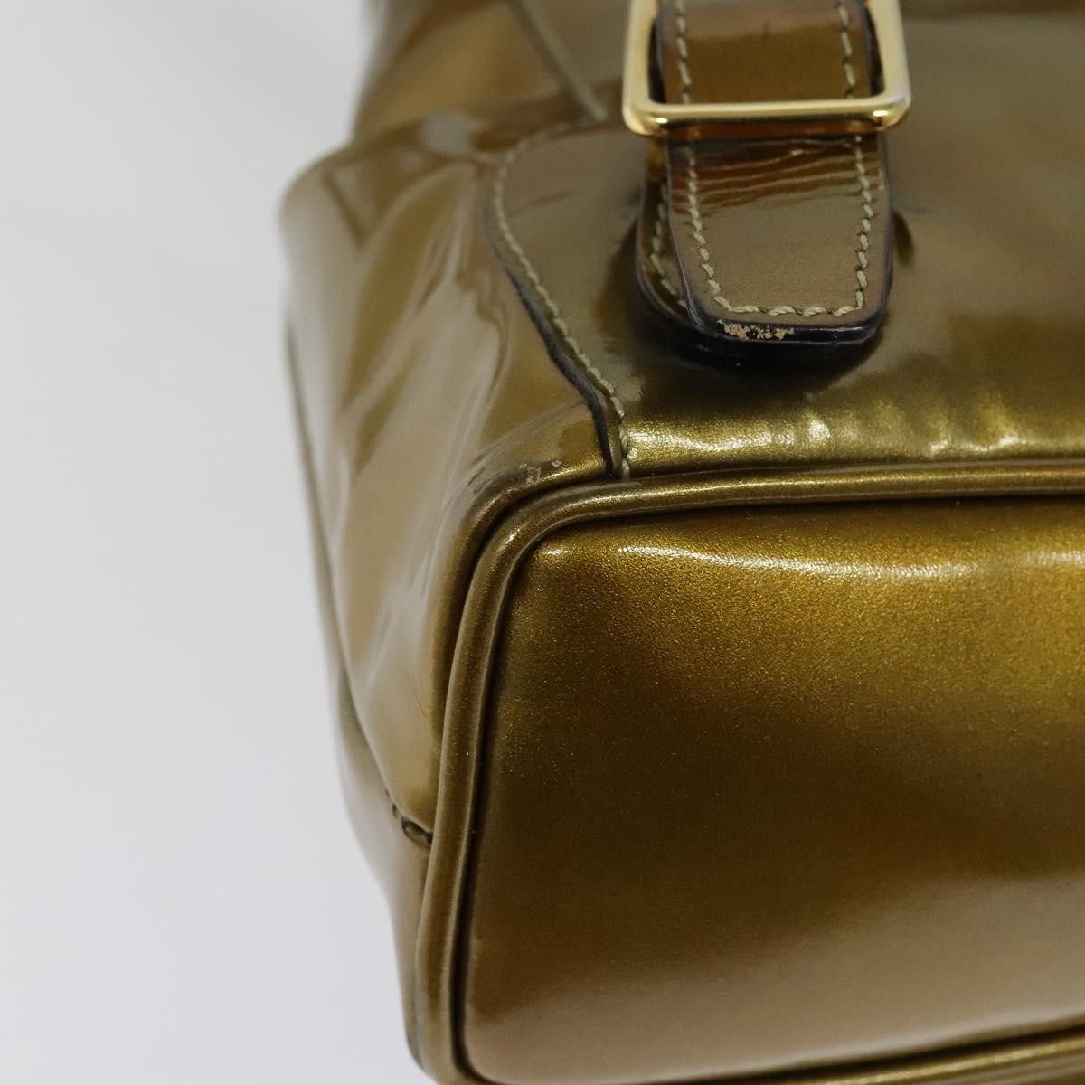 Gucci Vintage Bamboo Patent Gold Patent_Leather Backpack Bag (Pre-Owned)