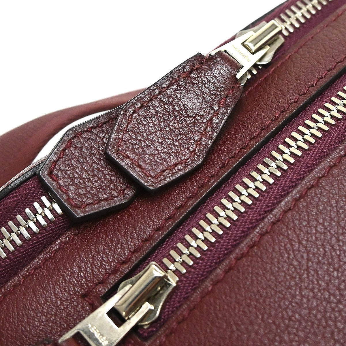 Hermes Cityslide Belt Evercolor Burgundy Leather Clutche & Pouche Bag (Pre-Owned)