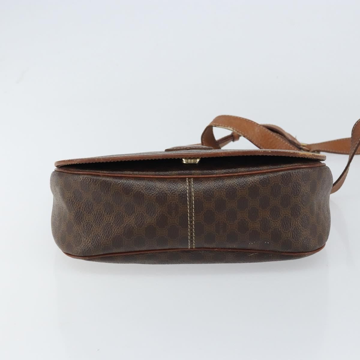 Celine Vintage Macadam Canvas And Leather Brown Canvas Shoulder Bag Bag (Pre-Owned)