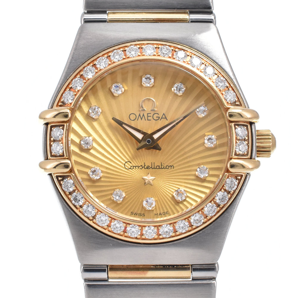Omega Constellation Quartz Stainless Steel And Yellow Gold With Diamond Bezel And Markers And Mother Of Pearl Watch (Pre-Owned)