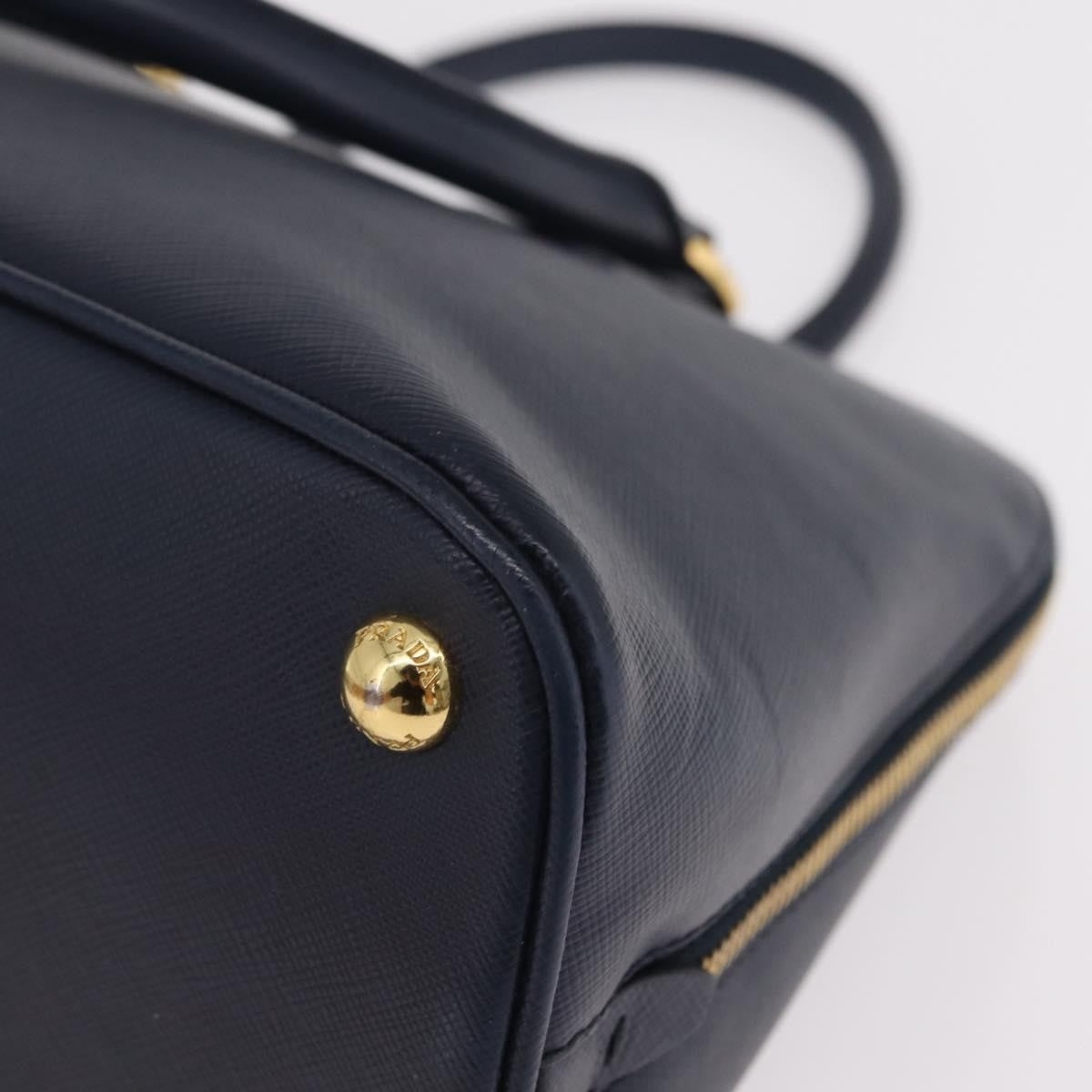 Prada Promenade Saffiano Leather Navy Leather Handbag (Pre-Owned)