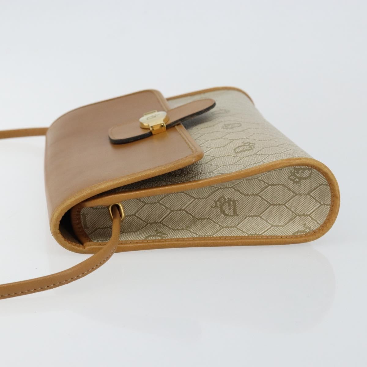 Christian Dior Vintage Honeycomb Flap Canvas And Leather Beige Canvas Shoulder Bag Bag (Pre-Owned)