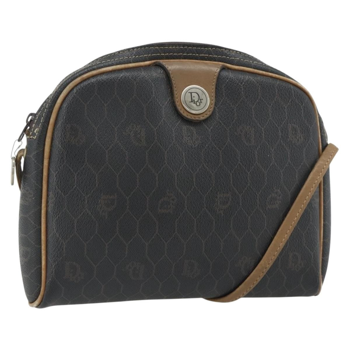 Christian Dior Vintage Honeycomb Canvas Black Canvas Shoulder Bag Bag (Pre-Owned)
