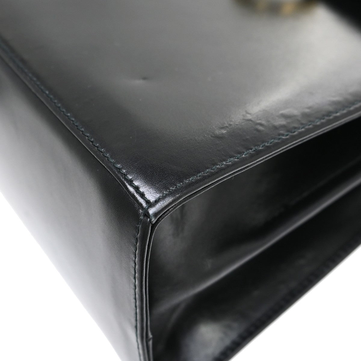 Salvatore Ferragamo Gancini Convertible Top Handle Leather Black Leather Handbag (Pre-Owned)