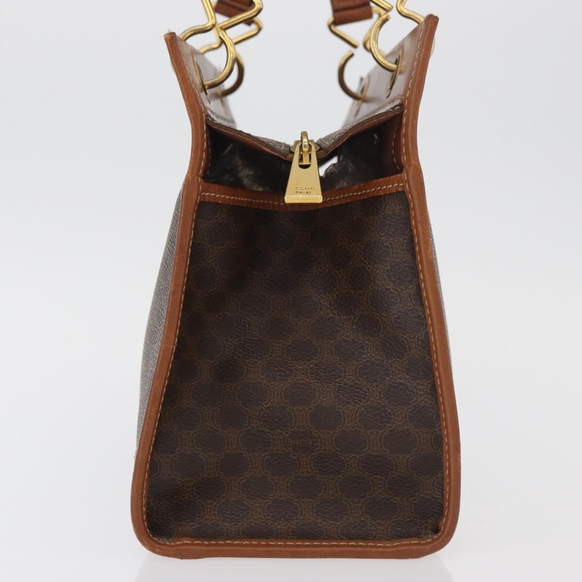 Celine Vintage Macadam Canvas And Leather Brown Canvas Tote Bag Bag (Pre-Owned)
