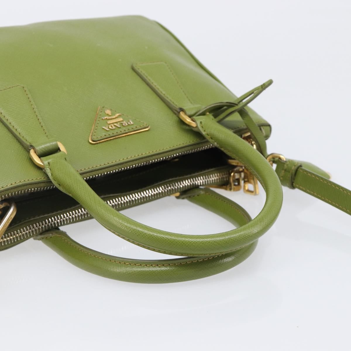 Prada Galleria  Strap Leather Green Leather Handbag (Pre-Owned)
