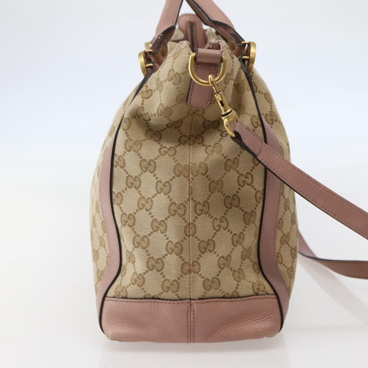 Gucci Vintage Interlocking G Canvas And Leather Beige Canvas Handbag (Pre-Owned)