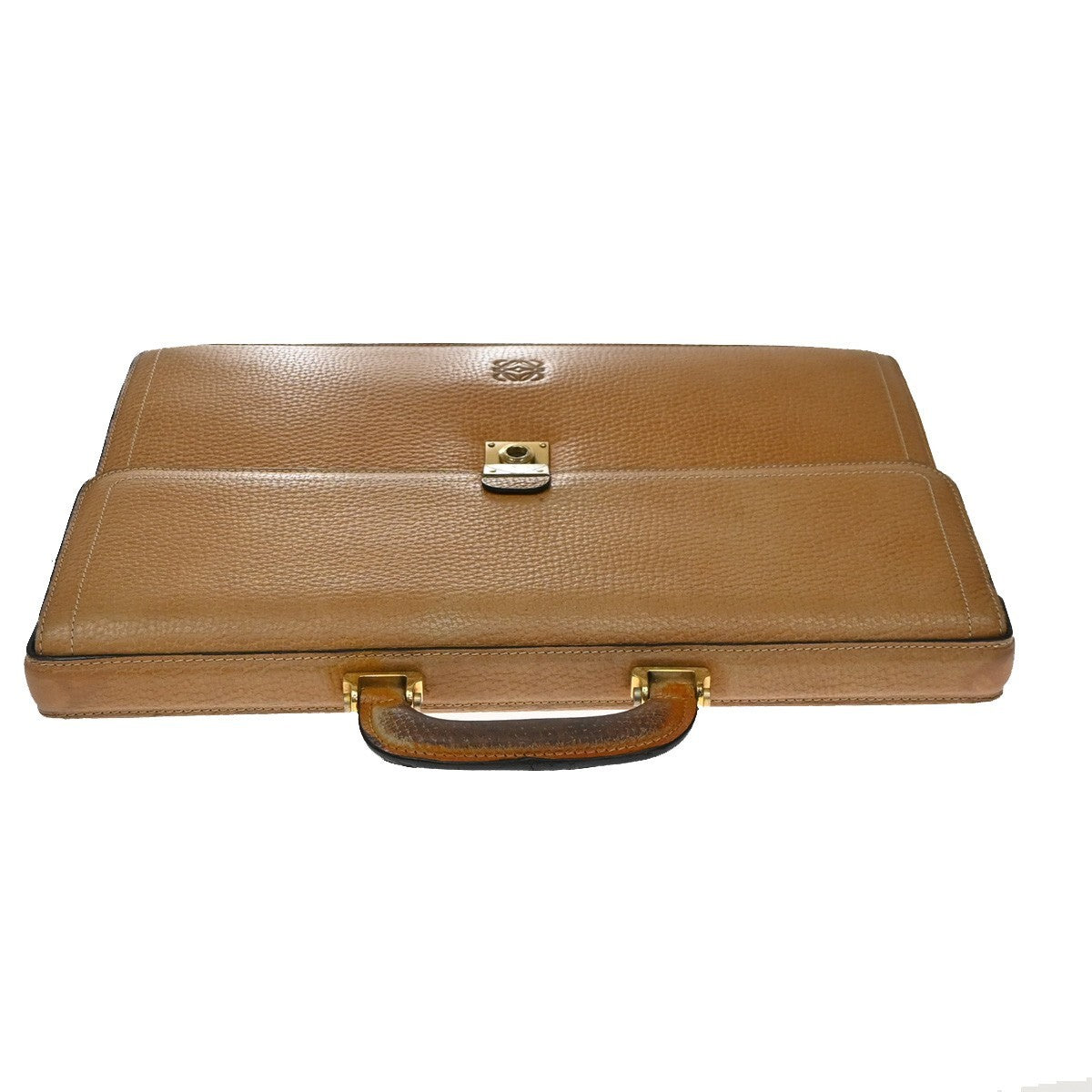 Loewe Anagram Business Leather Brown Leather Briefcase Bag (Pre-Owned)