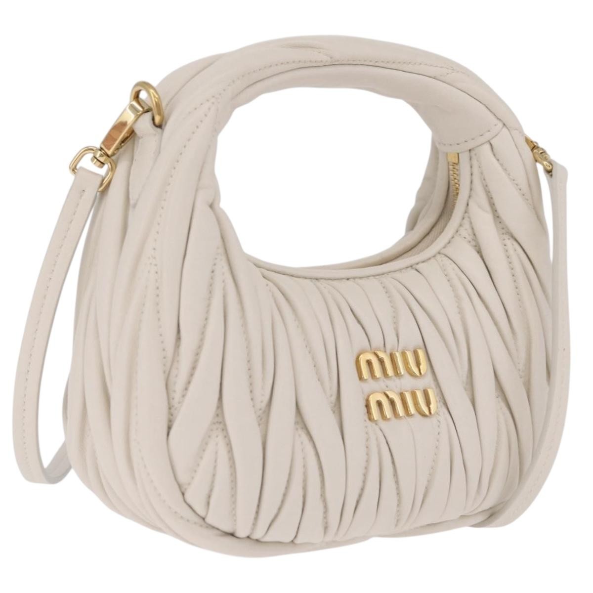 Miu Miu Wander Hobo Matelasse Leather White Leather Shoulder Bag Bag (Pre-Owned)
