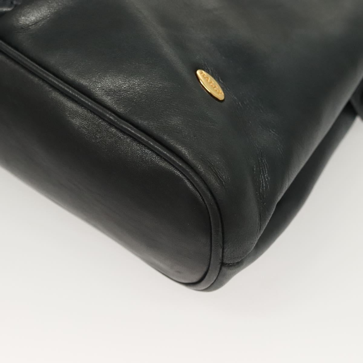 Bally Vintage Quilted Leather Black Leather Handbag (Pre-Owned)