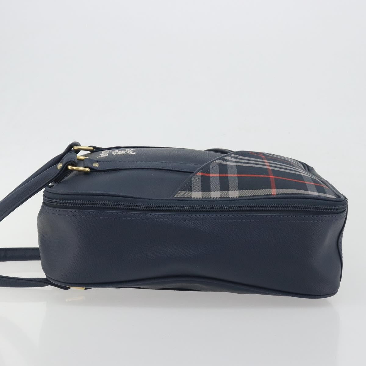 Burberry Nova Check Nova Check Canvas And Leather Navy Leather Handbag (Pre-Owned)