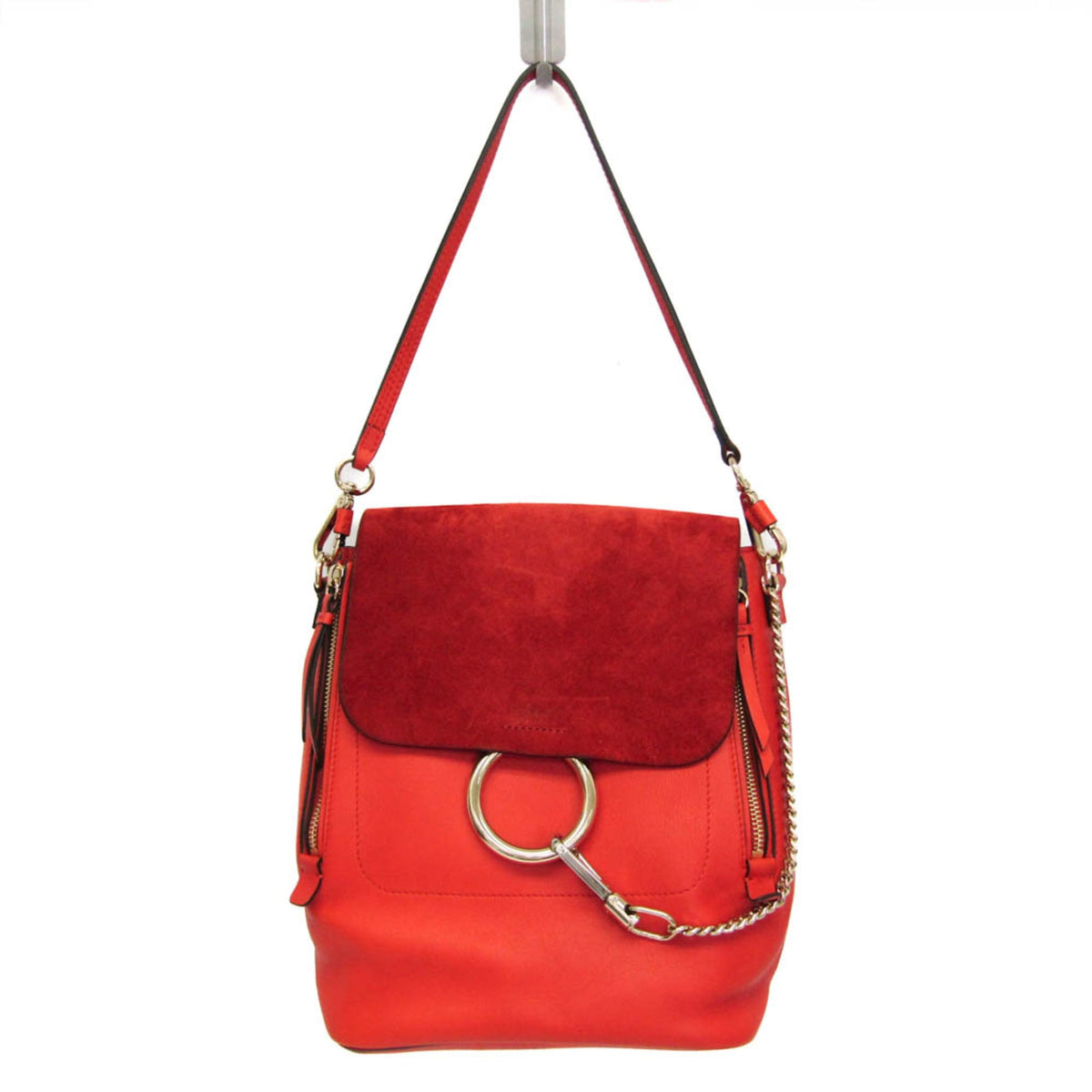 Chloe Faye Leather And Suede Orange Leather Backpack Bag (Pre-Owned)