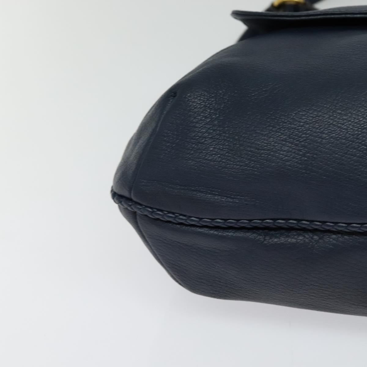 Gucci Hip Bamboo Flap Leather Blue Leather Handbag (Pre-Owned)
