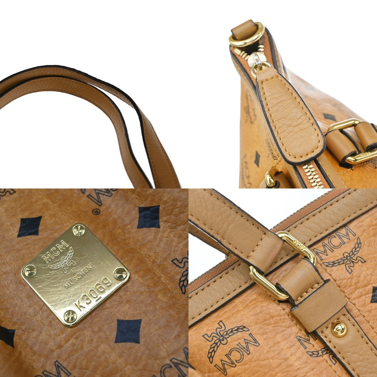 MCM Vintage Visetos Leather Brown Leather Tote Bag Bag (Pre-Owned)