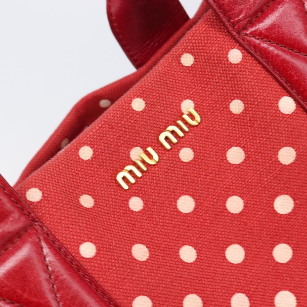 Miu Miu Beau Top Handle Leather Red Canvas Handbag (Pre-Owned)